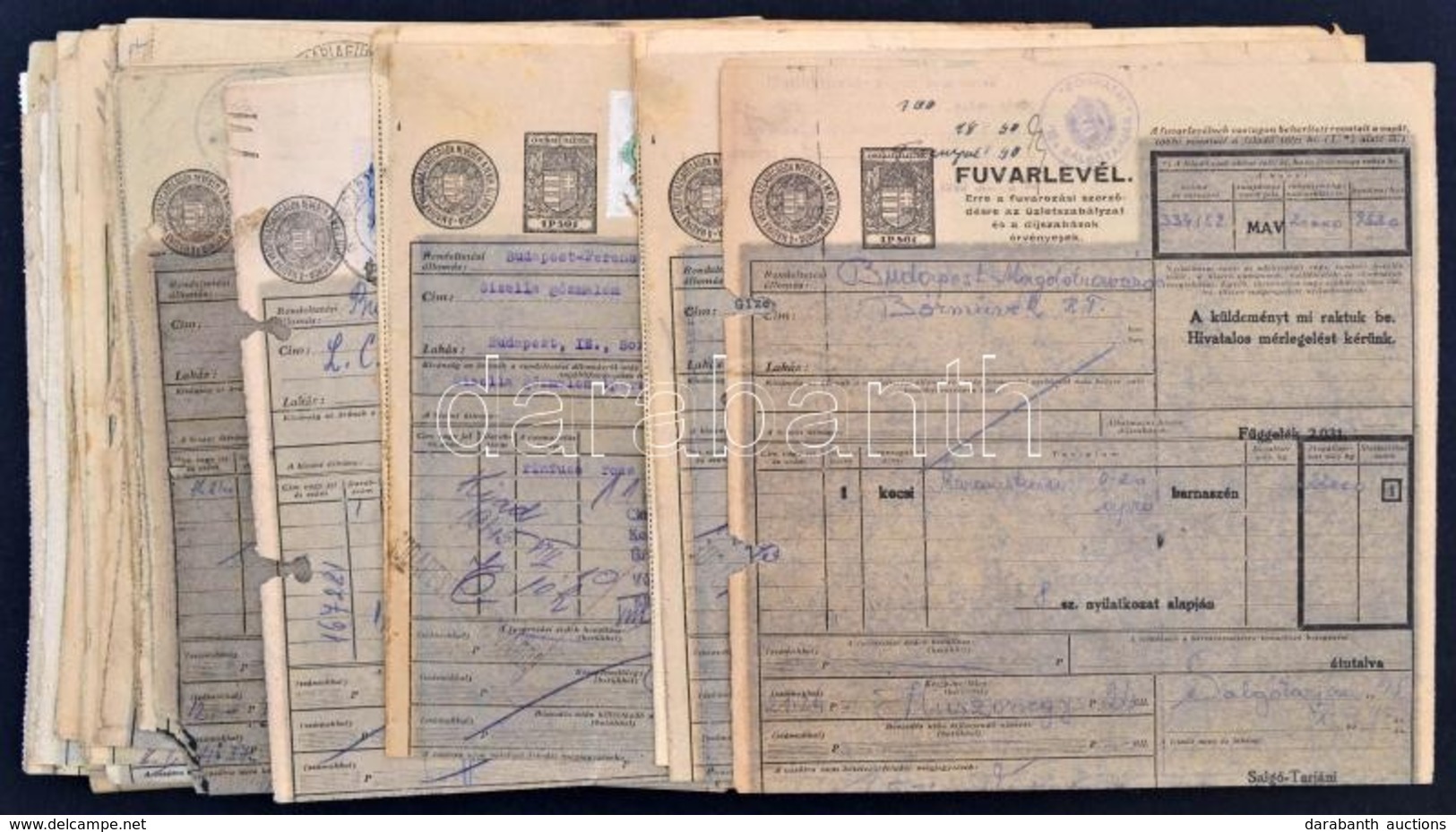 1942-1947 25 Db Karbonnyomású 1P 50f-es Teheráru Fuvarlevél + 10 Db Másodpéldány - Sin Clasificación