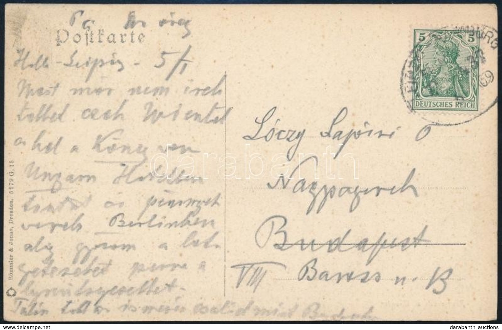1910 Lóczy Lajos (geológus, 1849-1920) Saját Kézzel írt Levelezőlapja Feleségének Halleből - Sin Clasificación