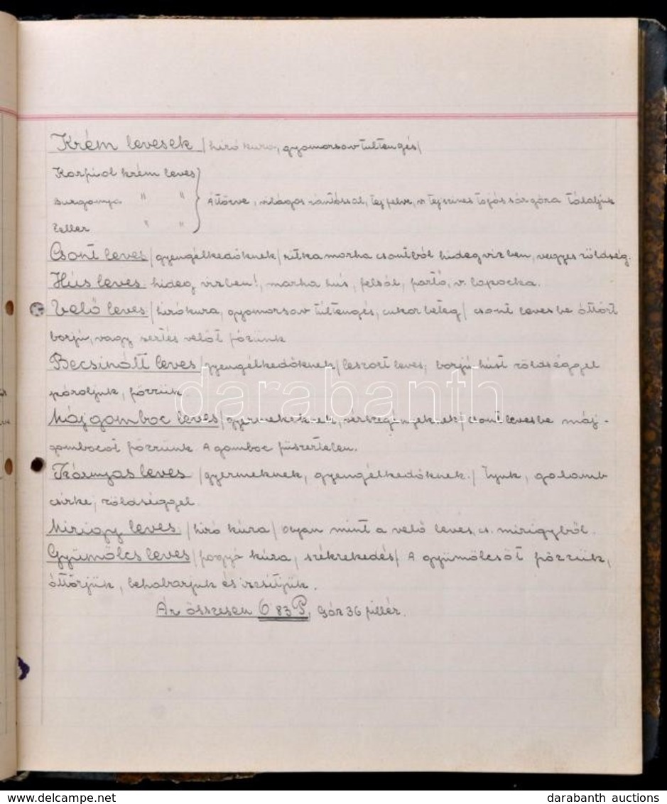 1940 Gürnwald János Altiszt Füzete, Benne 7 Lapon Receptekkel, Konyhai Jegyzetekkel, Nagyrészt Diétás Témában. Félvászon - Unclassified