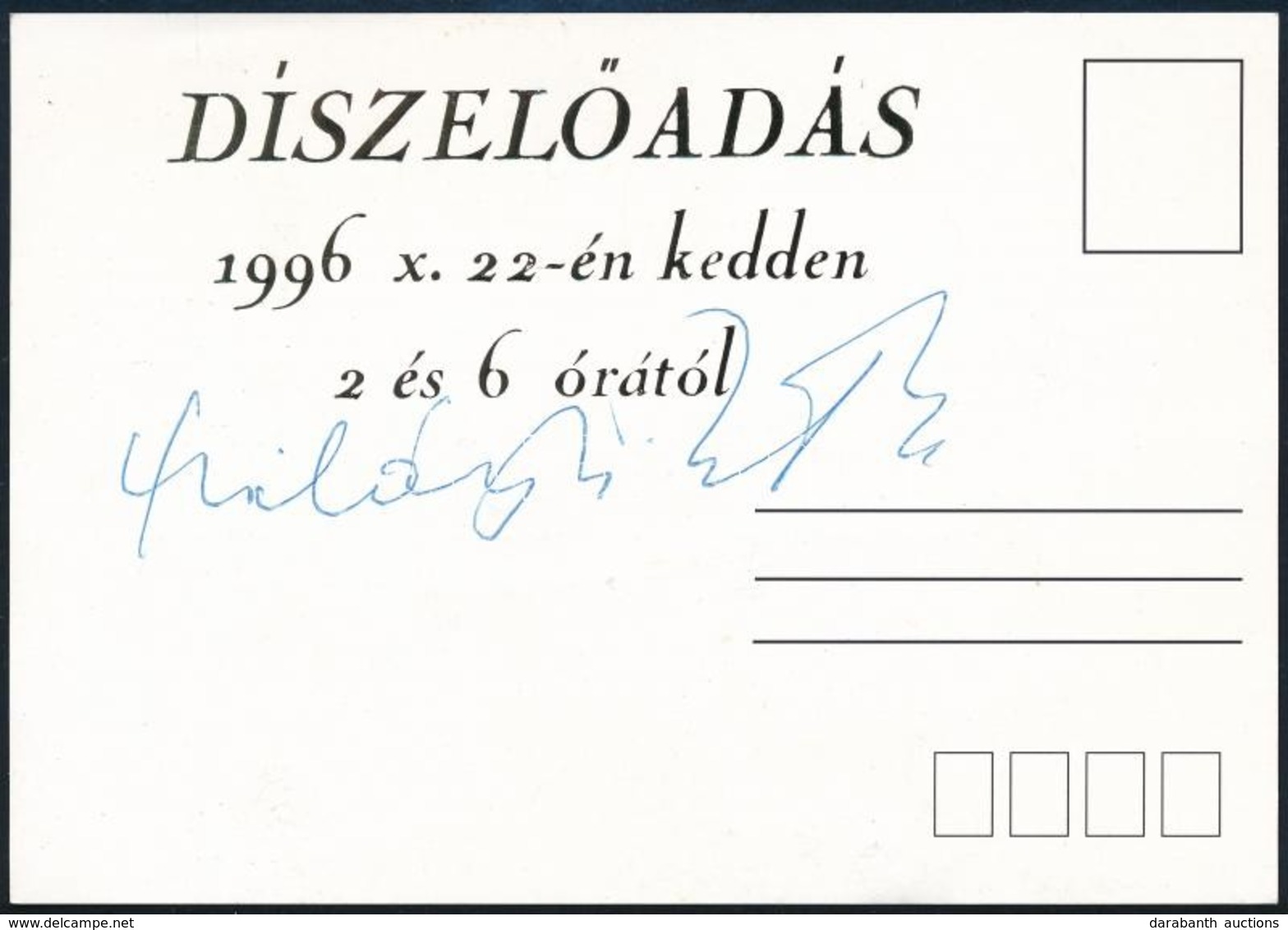 Szilágyi István (1937-) Színész Aláírása 'A Három Testőr Afrikában' C. Film Díszbemutatójának  Képeslapjának Hátoldalán. - Otros & Sin Clasificación