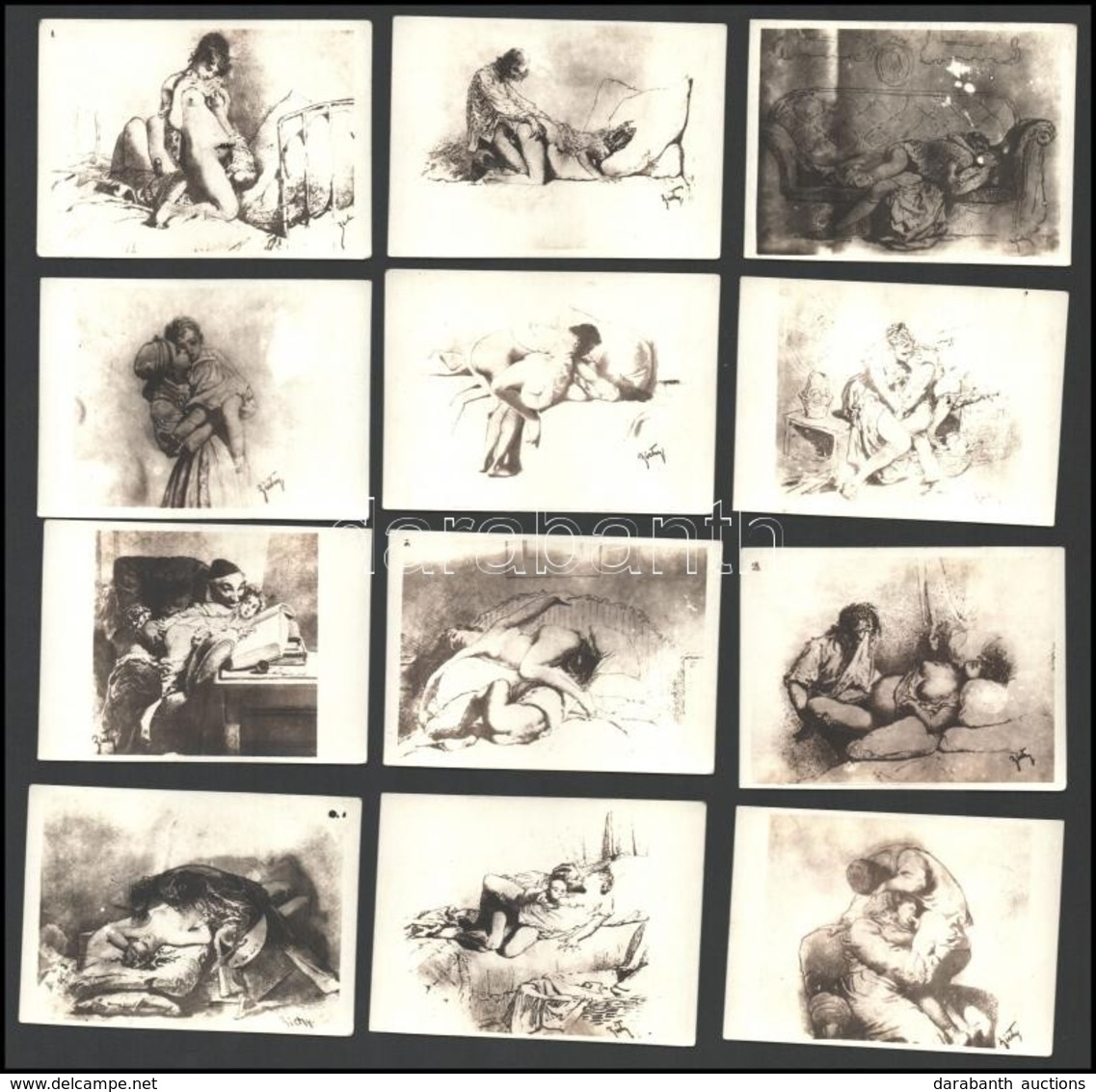 Cca 1905 Zichy Mihály Erotikus Rajzairól Készített 21 Db Fotó, Jó állapotban, 6×8,5 Cm - Otros & Sin Clasificación