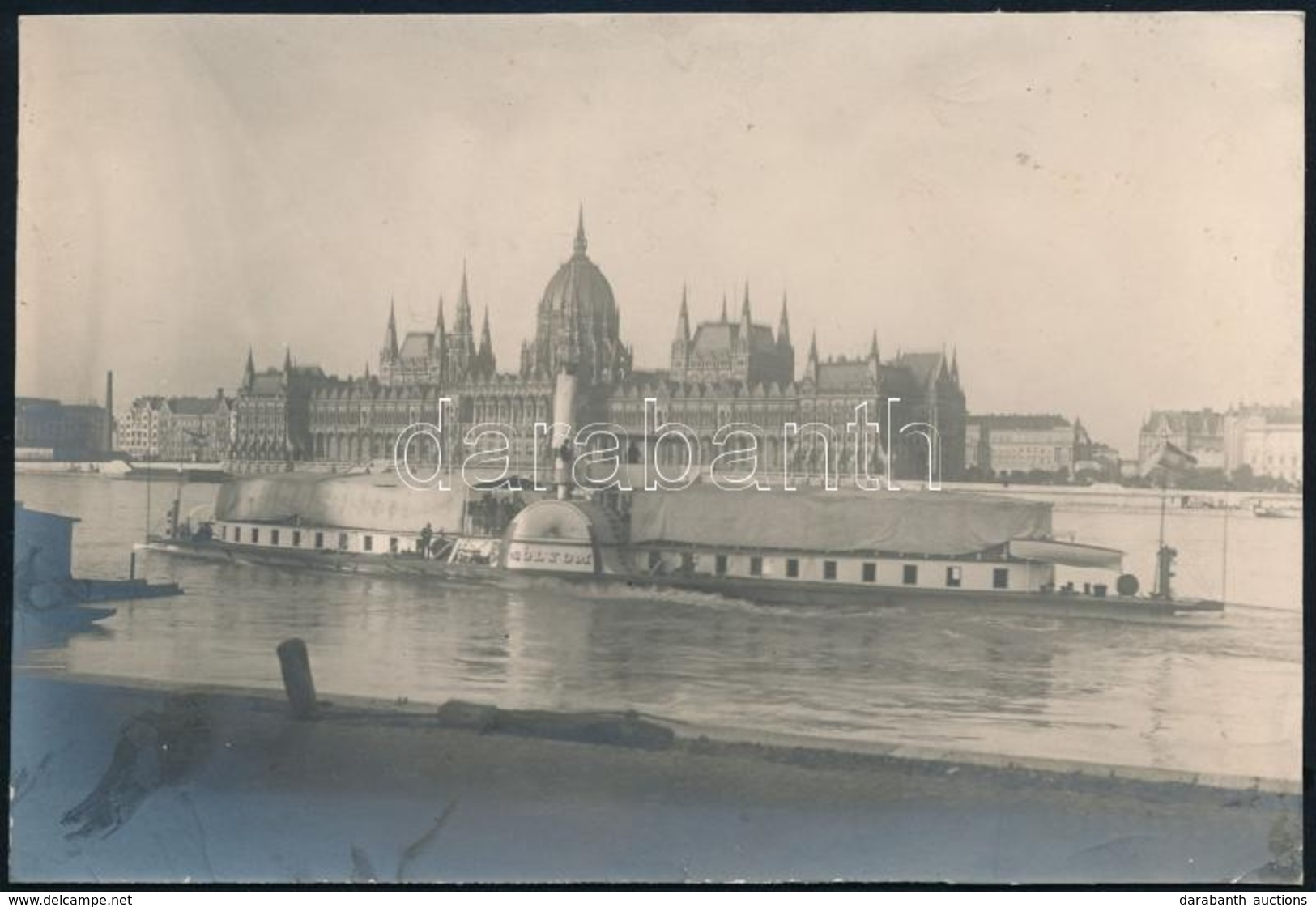 Cca 1910 Budapest, Parlament Sajó Gőzössel. Kartonra Kasírozva. 15x10  Cm - Otros & Sin Clasificación