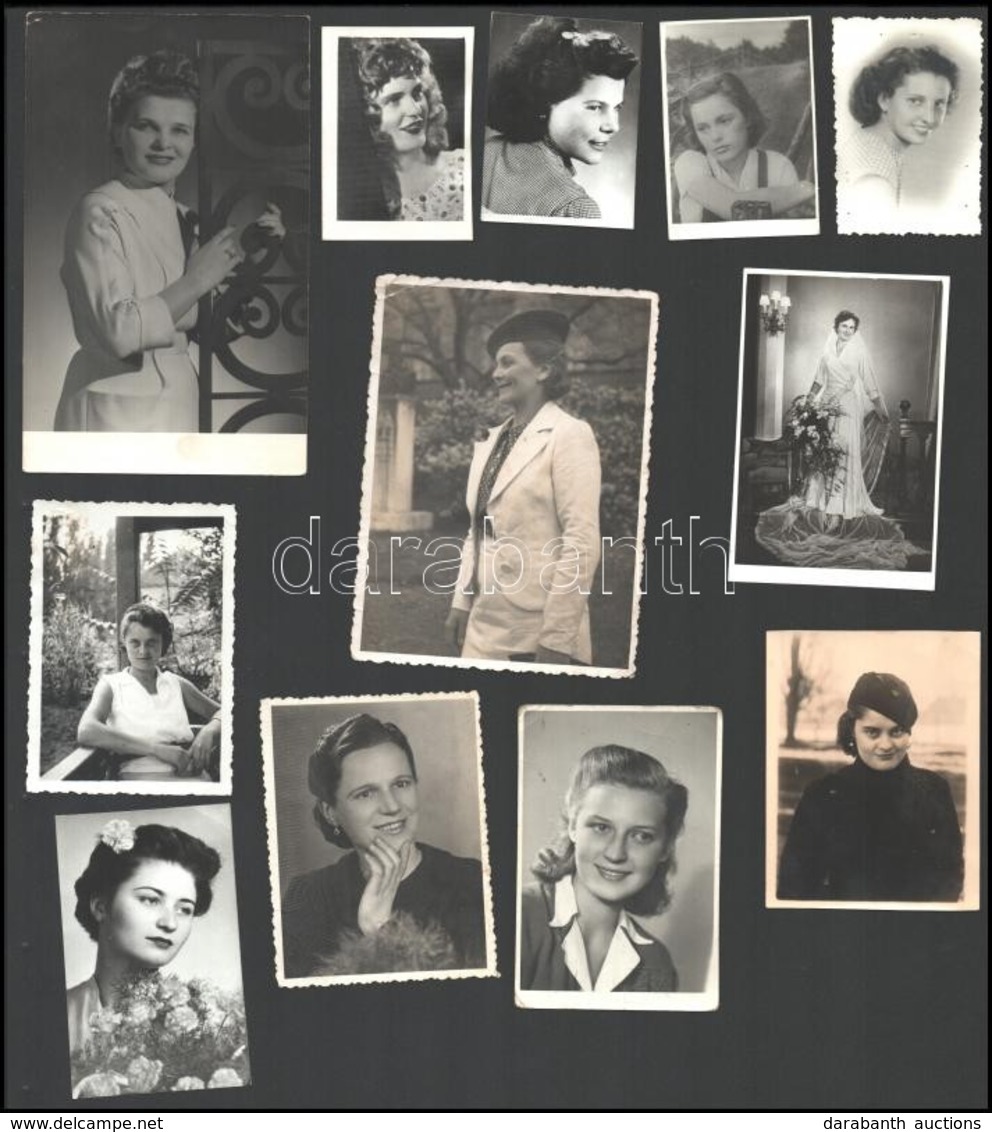 Cca 1930-1960 Hölgyeket ábrázoló 12 Db Fotó, 6×4,5 és 14×8,5 Cm Közötti Méretekben - Otros & Sin Clasificación