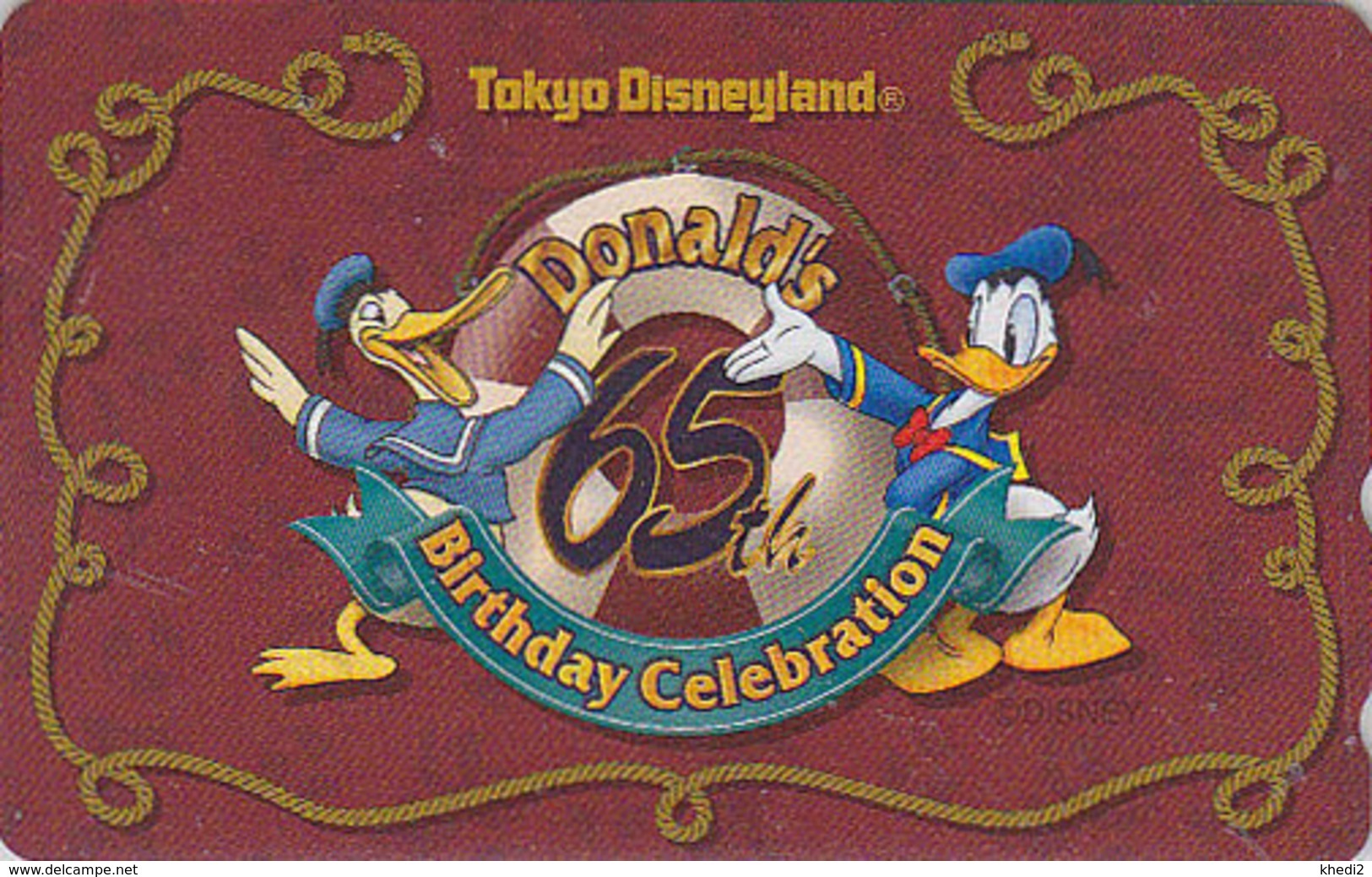 Télécarte NEUVE JAPON / 110-206552 - DISNEY - DISNEYLAND / 65th Birthday DONALD DUCK - JAPAN MINT Phonecard - Disney
