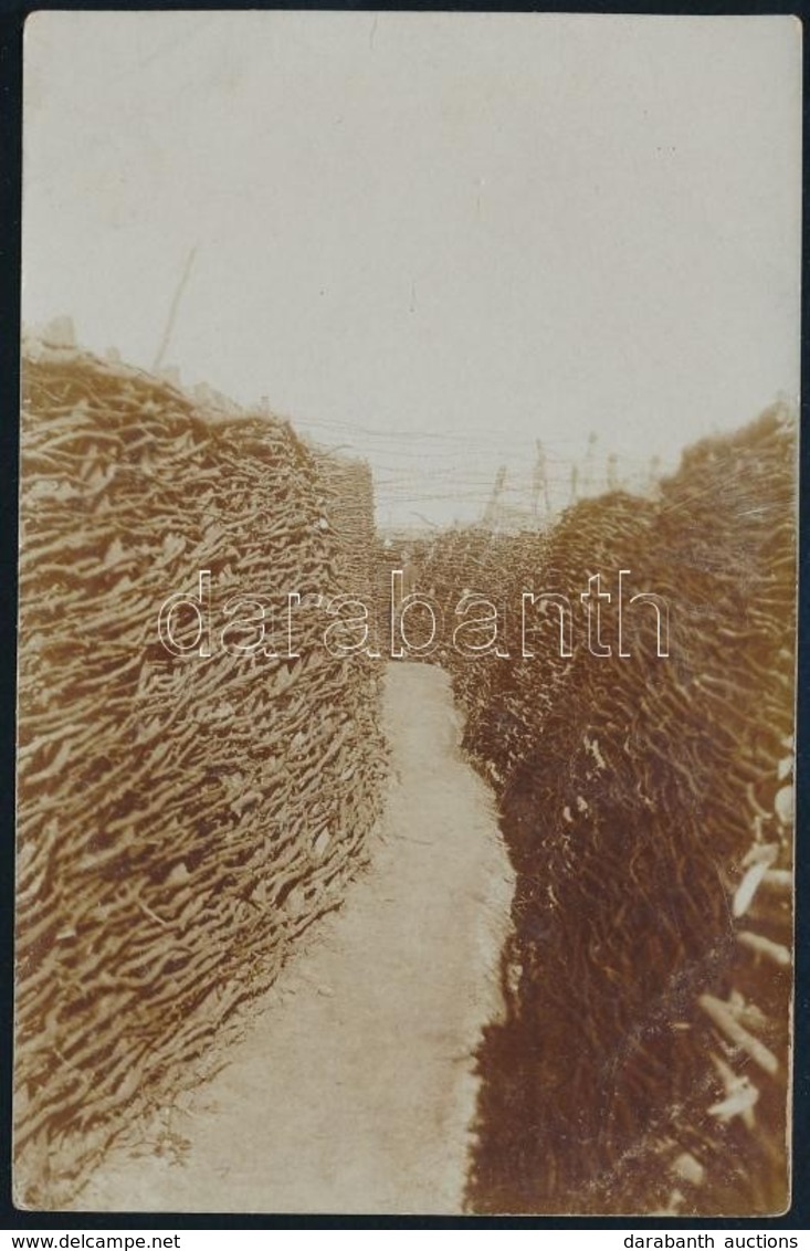 1914 Rőzsefallal Védett Lövészárok Az I. Világháborúban, Fotólap, 14×9 Cm / WWI, Trench, Photocard - Otros & Sin Clasificación
