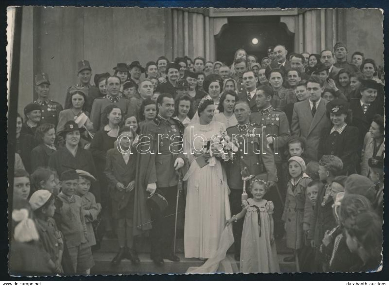 Cca 1930 Katonai Esküvő, Csoportkép, Fotó, 12×17 Cm - Otros & Sin Clasificación
