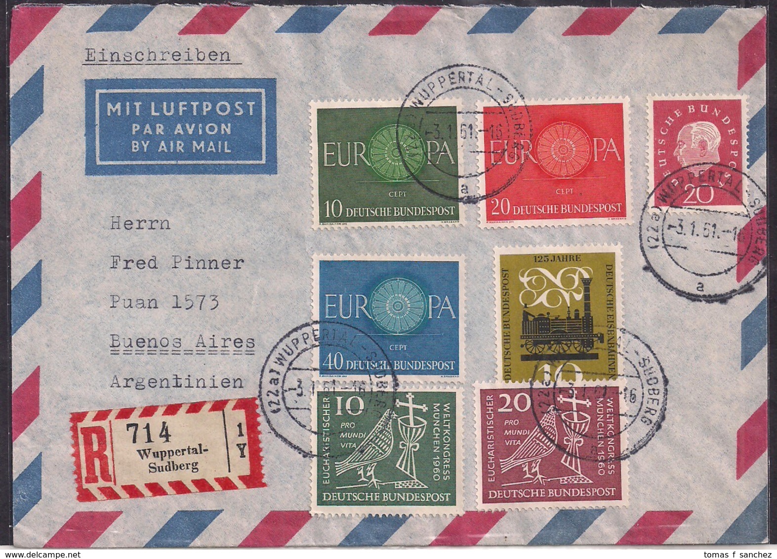 Deustche Bundespost - 1961 - Brief - Argentinien - Lettres & Documents