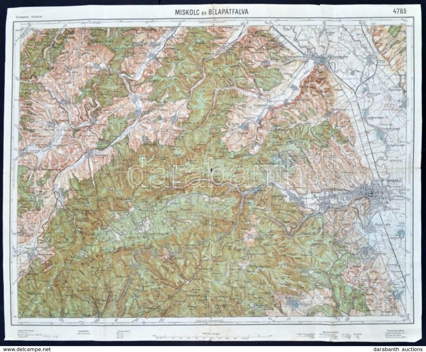 1932 Miskolc és Bélapátfalva Katonai Térképe,43x53 Cm - Otros & Sin Clasificación