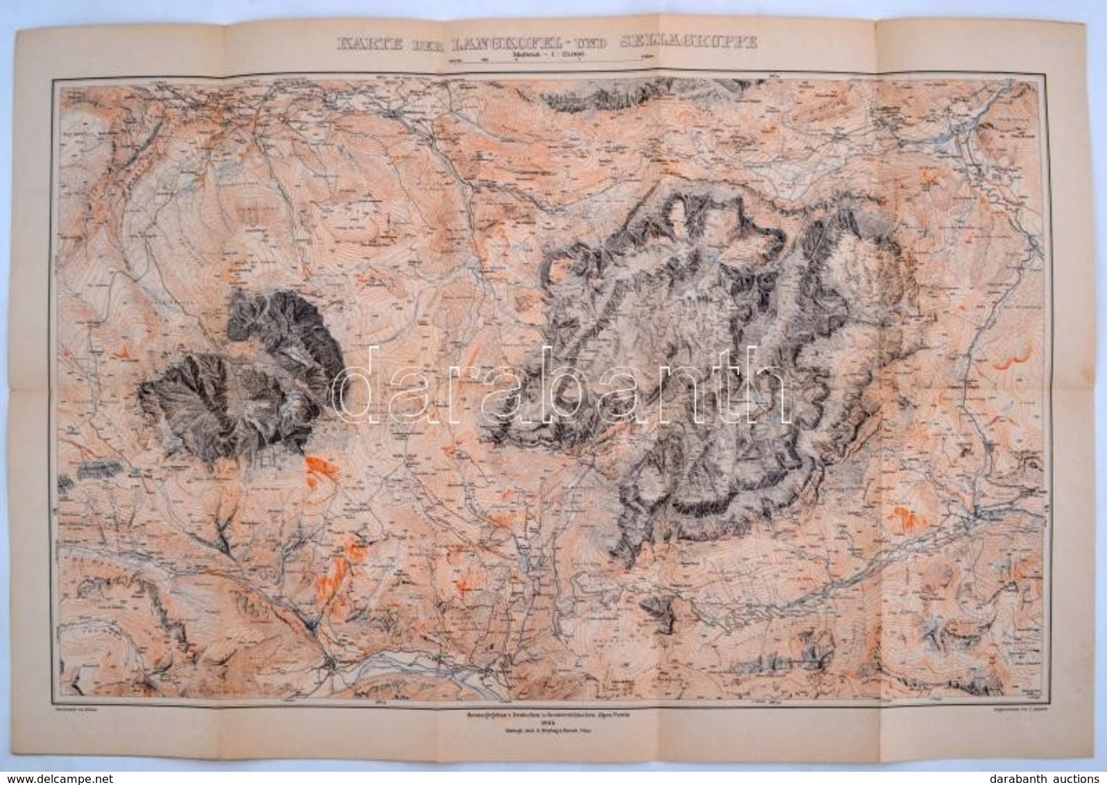 1904 A Langkofel és A Lella Térképe / 1904 Austria Large Hiking Map Of Langofel And Lella 50x70 Cm - Otros & Sin Clasificación