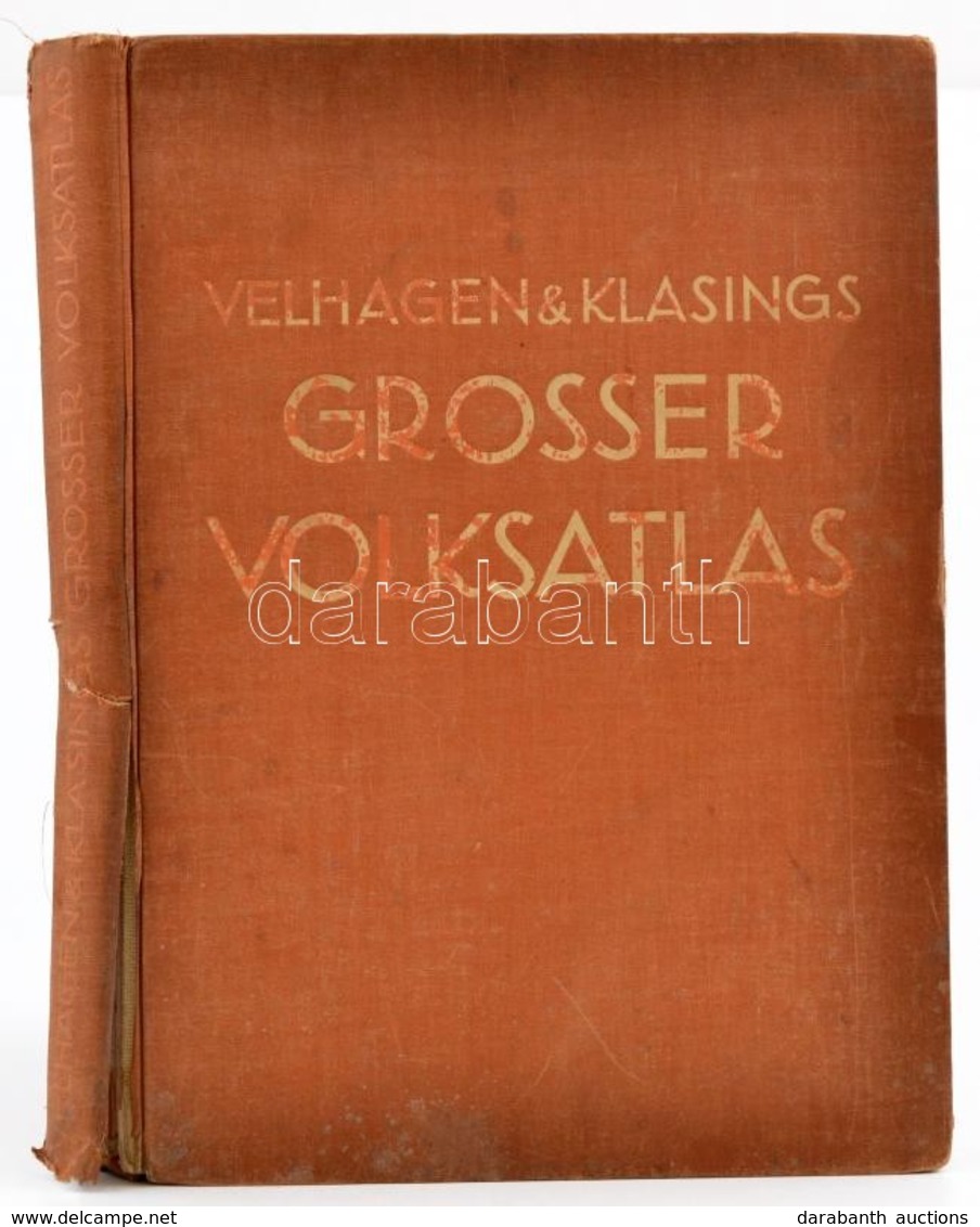 1936 Velhagen & Klasing Grosser Volks-Atlas. Herausgegeben Von Dr. Konrad Frenzel, Gerincnél Sérült Egészvászon Kötésben - Otros & Sin Clasificación