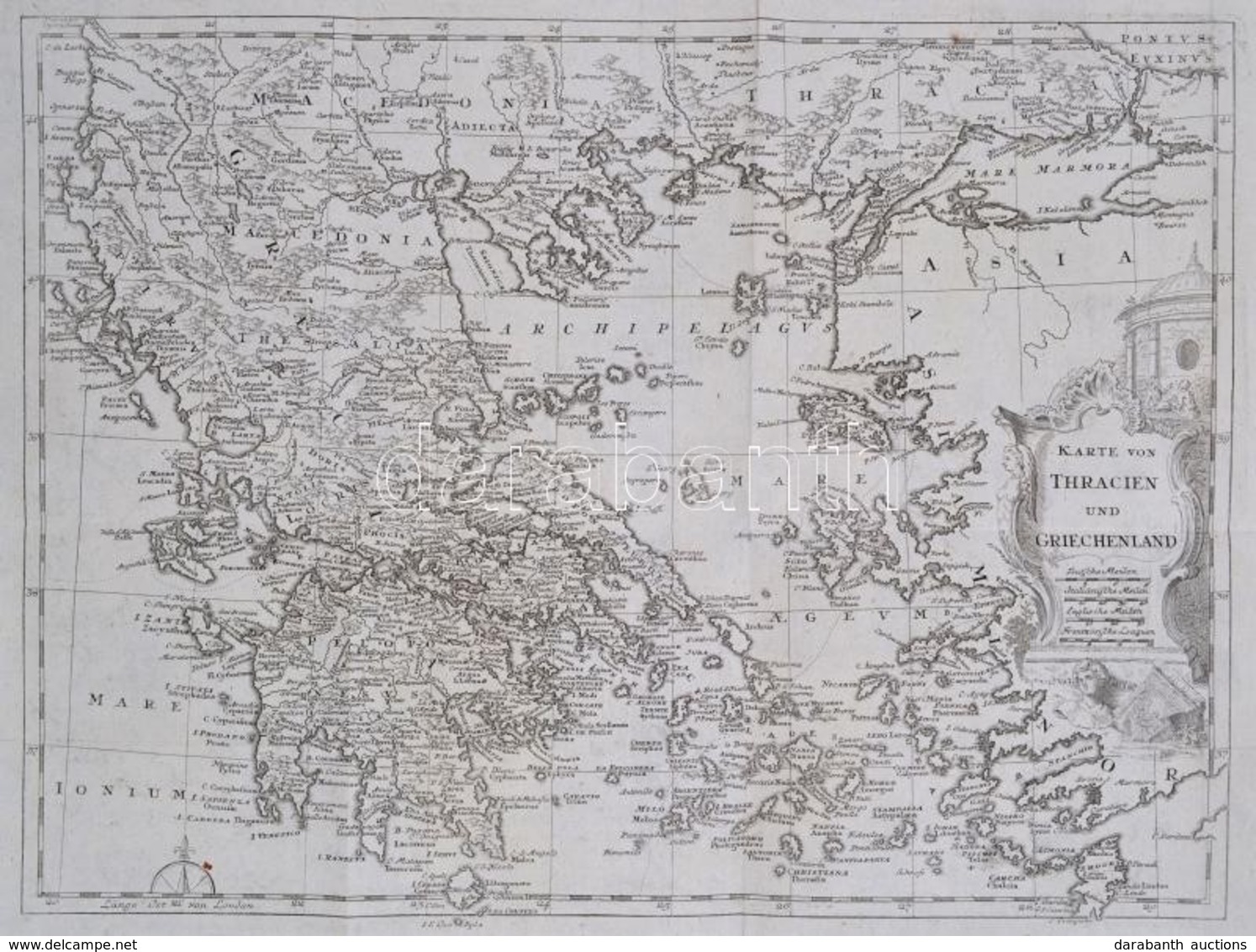 Cca 1750 Karte Von Tracien Und Griechenland - Trákia és Görögország Térképe. Rézmetszet. 29x39 Cm / Engraved Map Of Gree - Otros & Sin Clasificación