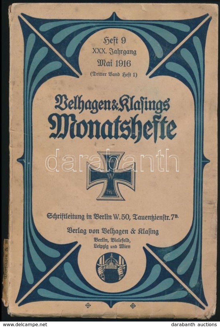 1916 Velhagen & Klafings Monatshefte 1916. Május, XXX. évf. 9. Sz. Német Nyelven. Papírkötésben, Szakadt Gerinccel. - Sin Clasificación