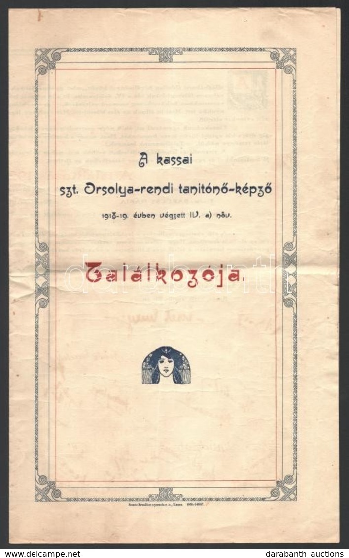 1919 A Kassai Szt. Orsolya-rendi Tanítónőképző 1918-19-ben Végzett, A Háború Nehézségei által Megviselt Diákok és Tanára - Sin Clasificación
