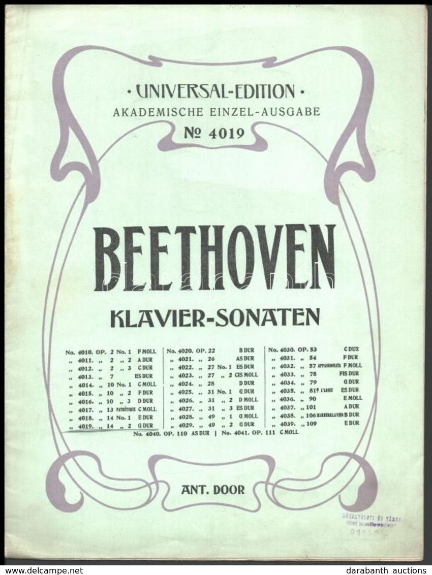 Beethoven Klavier-Sonaten G-dúr Zongoraszonáta - Other & Unclassified