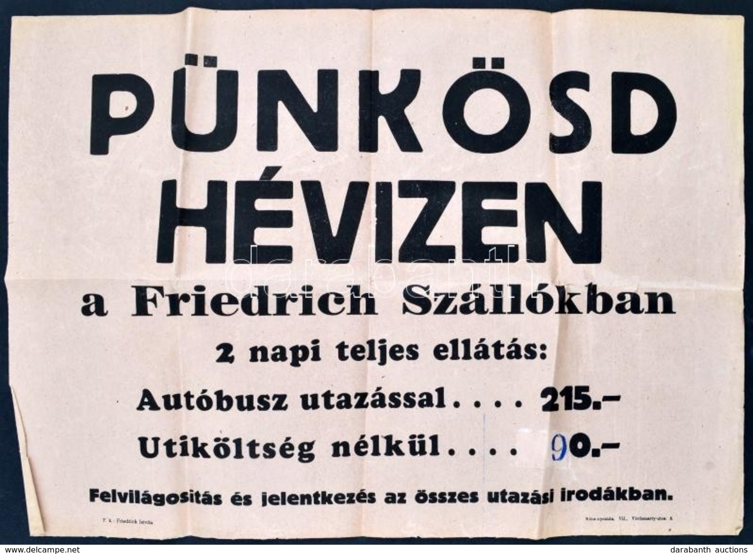 Cca 1930 Pünkösd Hévízen A Friedrich Szállókban Reklámplakát, Hajtott, 49x35 Cm - Otros & Sin Clasificación