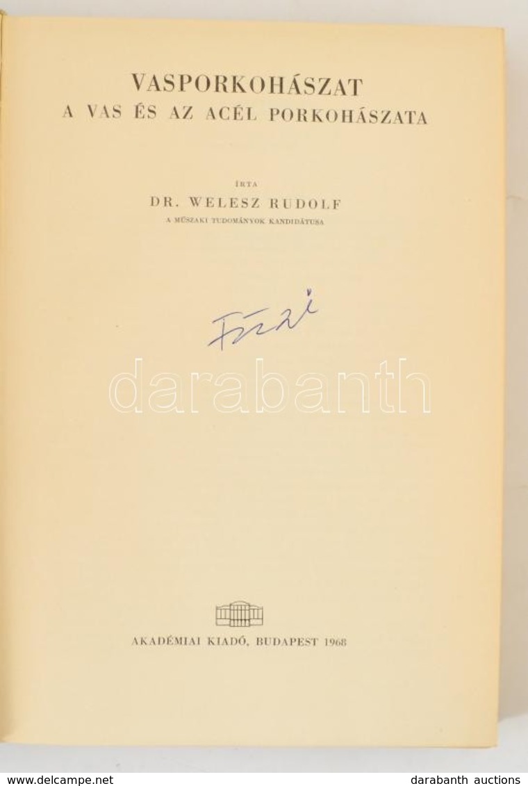 Dr. Welesz Rudolf: Vasporkohászat A Vas és Az Acél Porkohászata. Vaskohászat Enciklopédia XIII. Bp.,1968, Akadémiai. Kia - Sin Clasificación