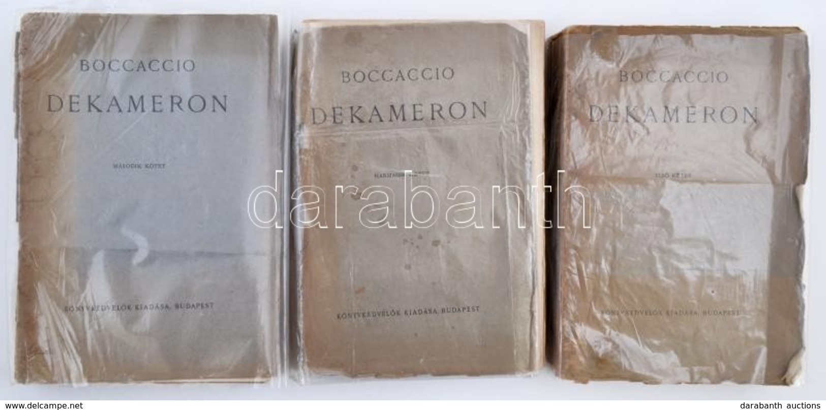 Boccaccio, Giovanni: Dekameron. Fordította: R. Vay József. I-III. Köt. A Verseket Radó Antal Fordította. Bp., [1931], Kö - Sin Clasificación