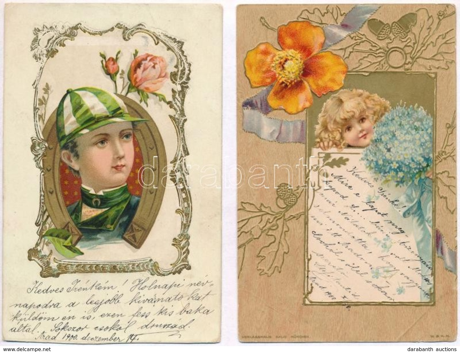 ** * 10 Db RÉGI Dombornyomott Litho üdvözlő Motívumlap / 10 Pre-1910 Embossed Litho Greeting Motive Postcards - Sin Clasificación