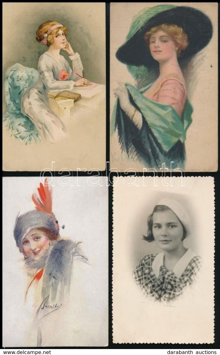 ** * 8 Db RÉGI Motívumlap: Hölgyek, Pár Lithoval, Egy Fotó / 8 Pre-1945 Motive Postcards, Lady, Some Lithos And One Phot - Sin Clasificación