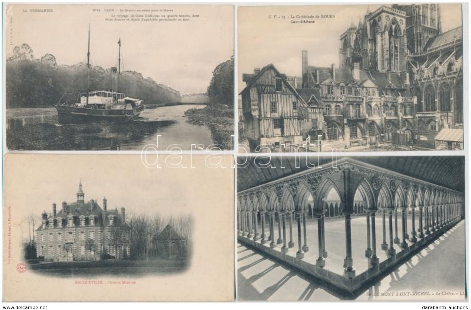 ** * 6 Db RÉGI Francia Városképes Lap / 6 Pre-1945 French Town-view Postcards: Rouen, Oissel, Le Mont Saint Michel, Fouq - Sin Clasificación