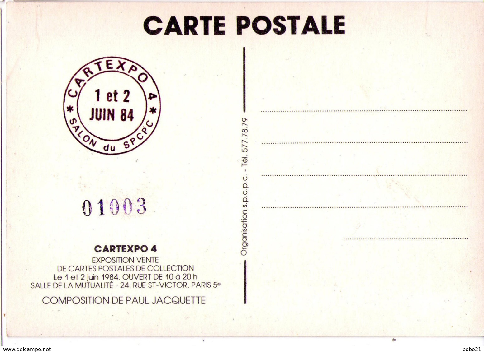 5745 - Cartexpo 4 - Salon Du S.P.C.P.C. 1984 - Composition De " Paul Jacquette " - Cp Numérotée : 01003 - - Inaugurazioni