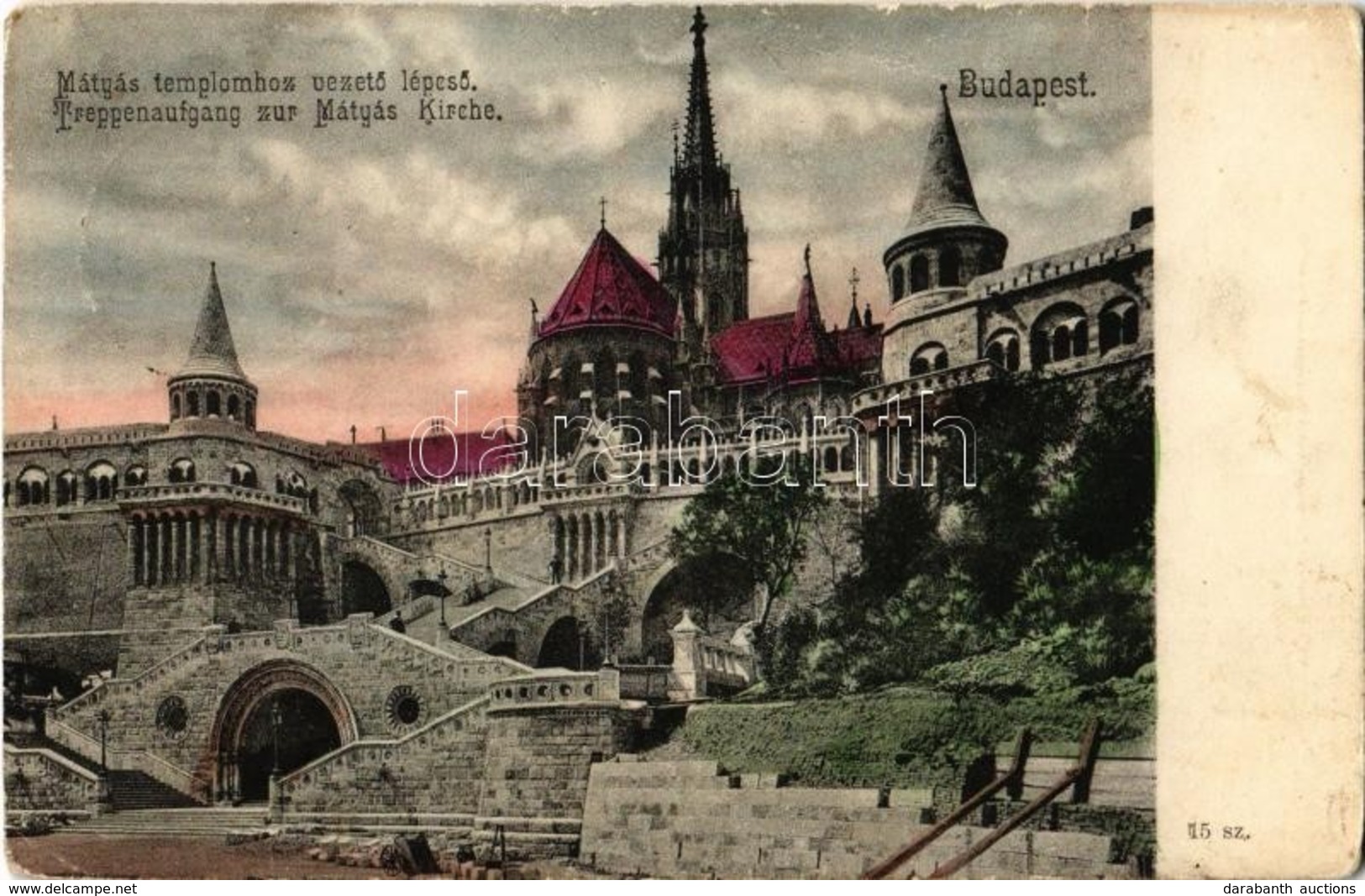 T2/T3 1907 Budapest I. Mátyás Templomhoz Vezető Lépcső. Kiadja Tóth Károly és Schwartz Antal 15. Sz. (EK) - Sin Clasificación