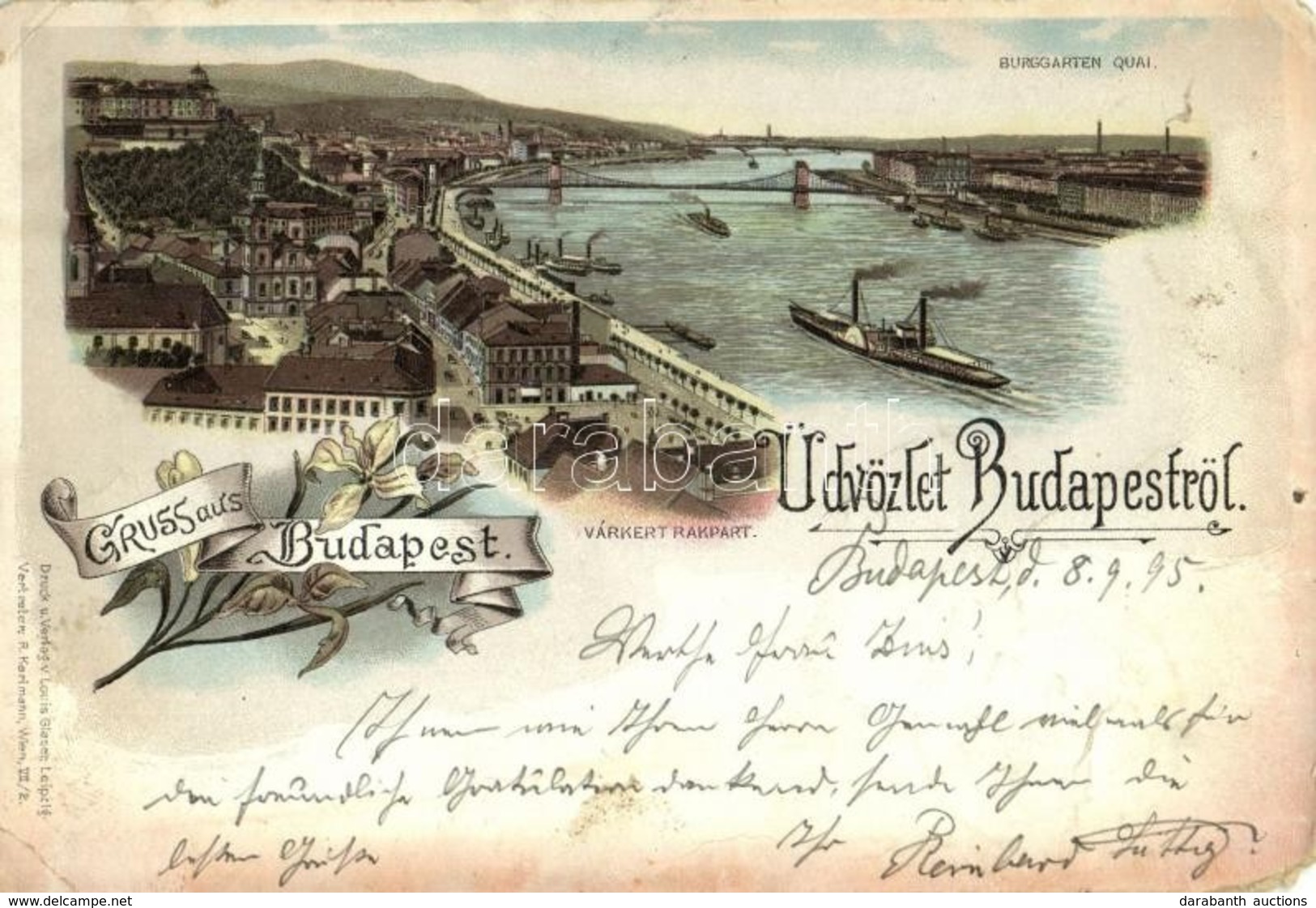 T3/T4 1895 (Vorläufer!!!) Budapest I. Várkert Rakpart, Tabán, Döbrentei Tér, Lánchíd. Druck U. Verlag V. Louis Glaser Ar - Sin Clasificación