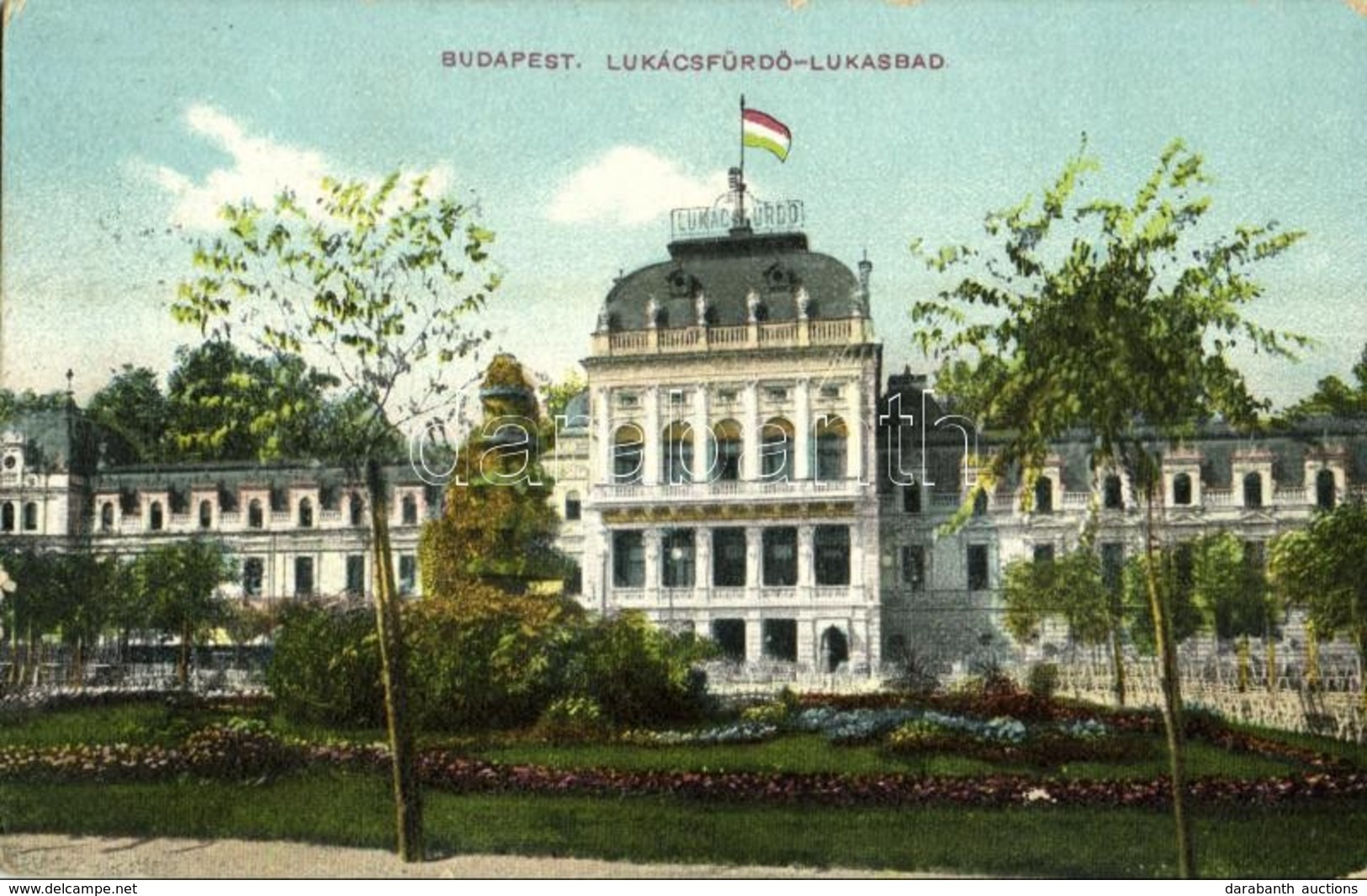 T2/T3 1910 Budapest II. Lukács Fürdő, Magyar Zászló - Sin Clasificación