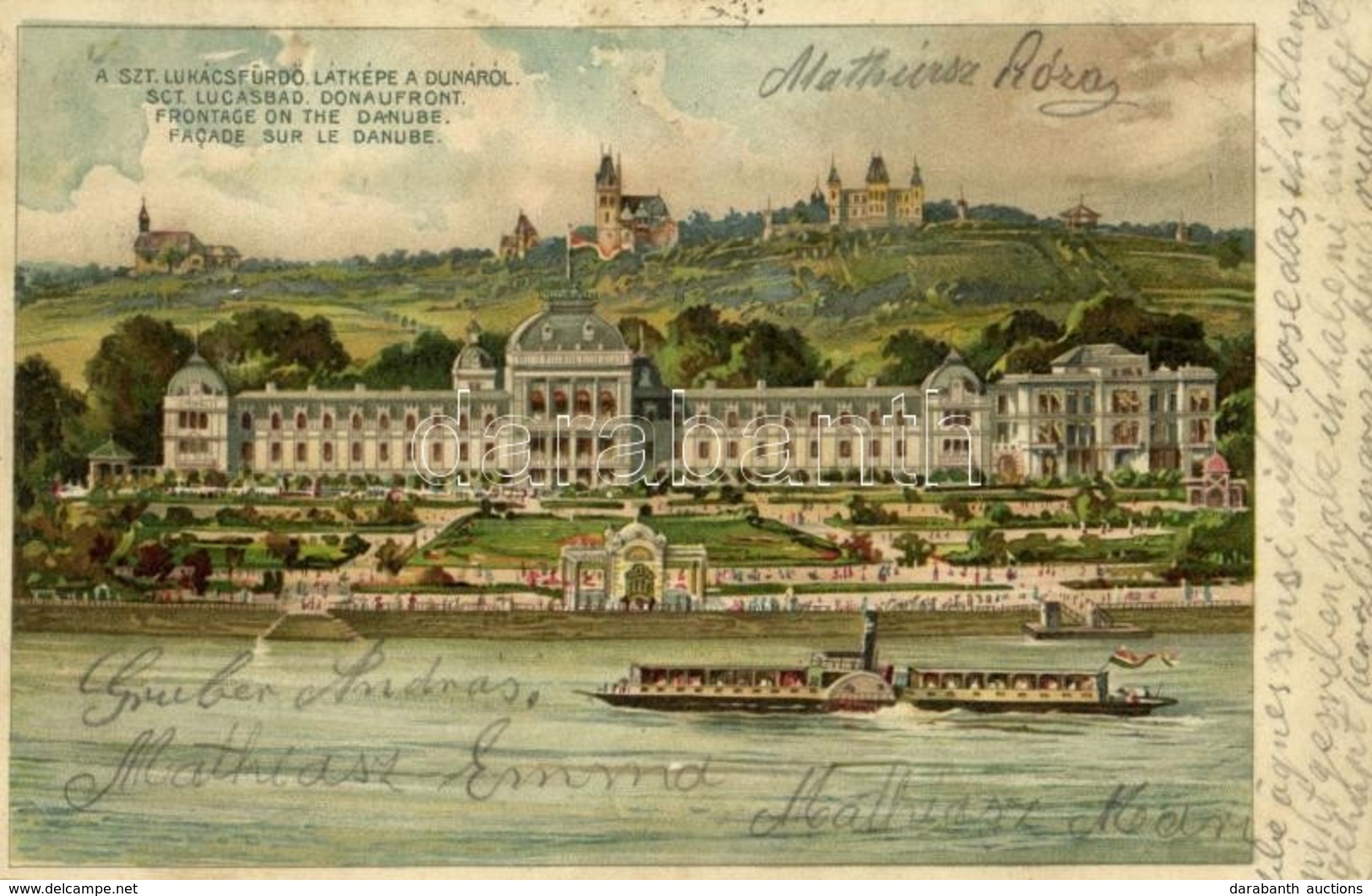 T3 1902 Budapest II. Szent Lukácsfürdő Látképe A Dunáról, Litho (EB) - Sin Clasificación