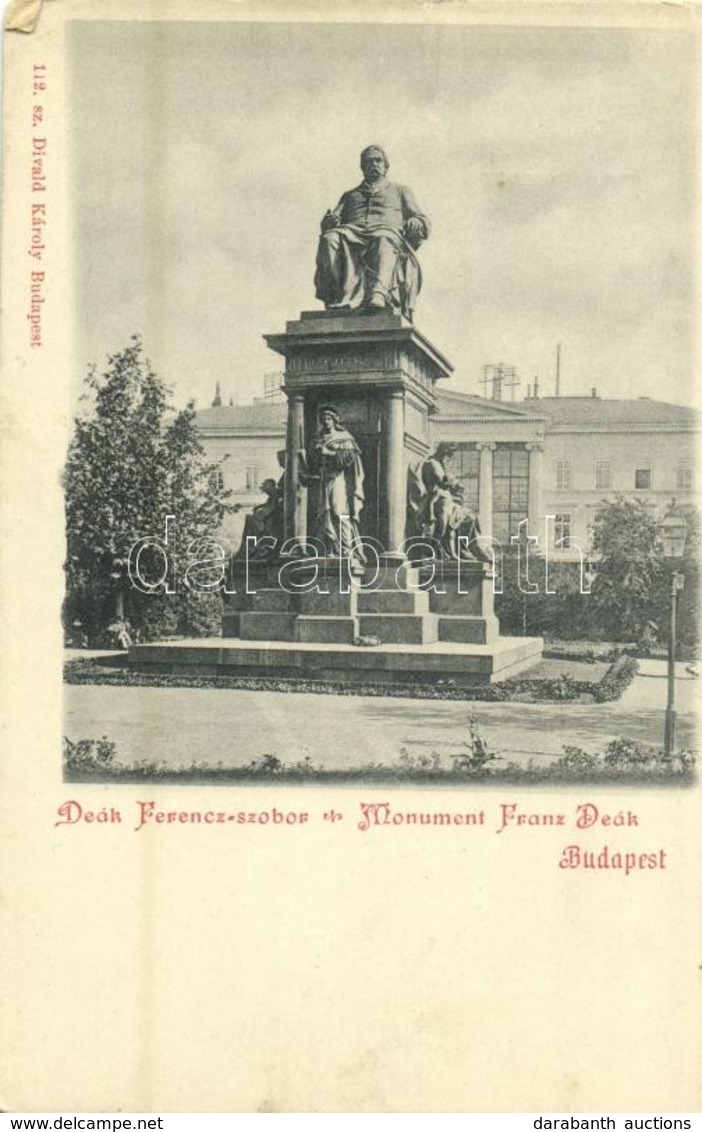 ** T2/T3 Budapest V. Deák Ferenc Szobor.  Divald Károly 112. Sz. (EK) - Sin Clasificación