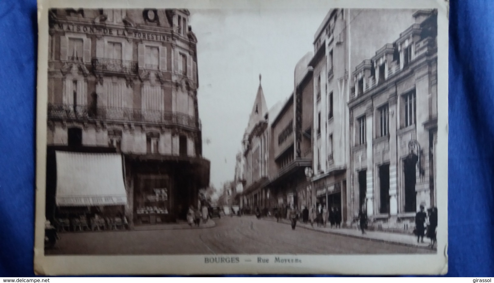 CPSM BOURGES CHER RUE MOYENNE CAFE DES BEAUX ARTS MONOPRIX 1948 ED DUTARD - Bourges
