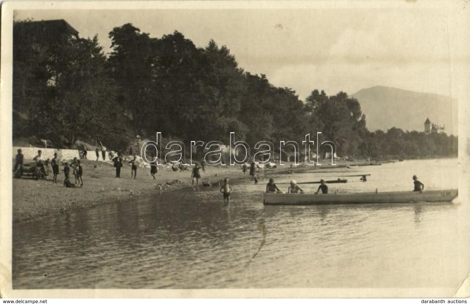 T2/T3 1931 Zebegény, Strand, Fürdőzők, Evezős Csónak. Hangya Szövetkezet Kiadása (EK) - Sin Clasificación