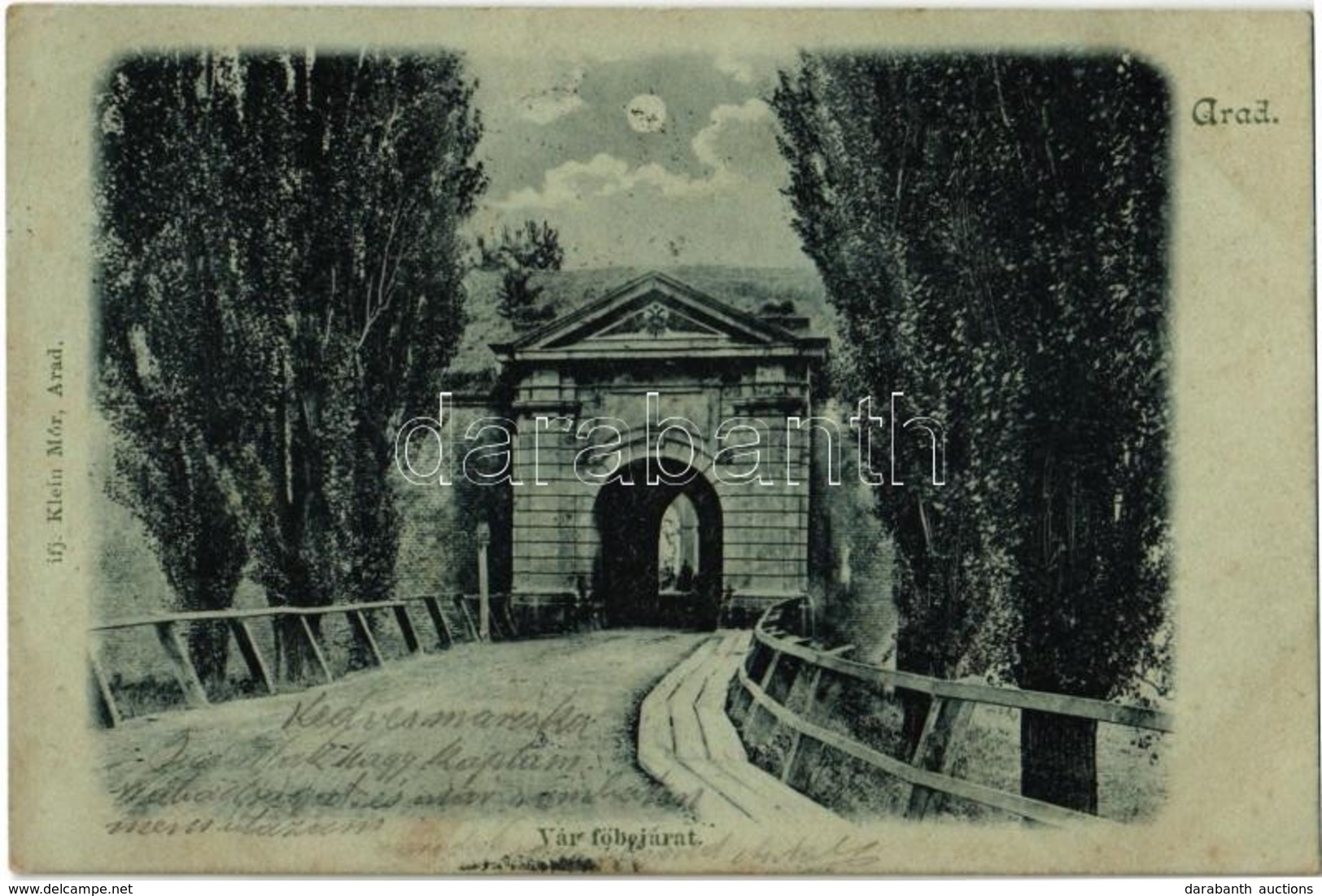 T2/T3 1903 Arad, Vár Főbejárata Holdfényben, Várkapu. Kiadja Ifj. Klein Mór / Castle, Main Entrance, Entry Gate. In Moon - Sin Clasificación