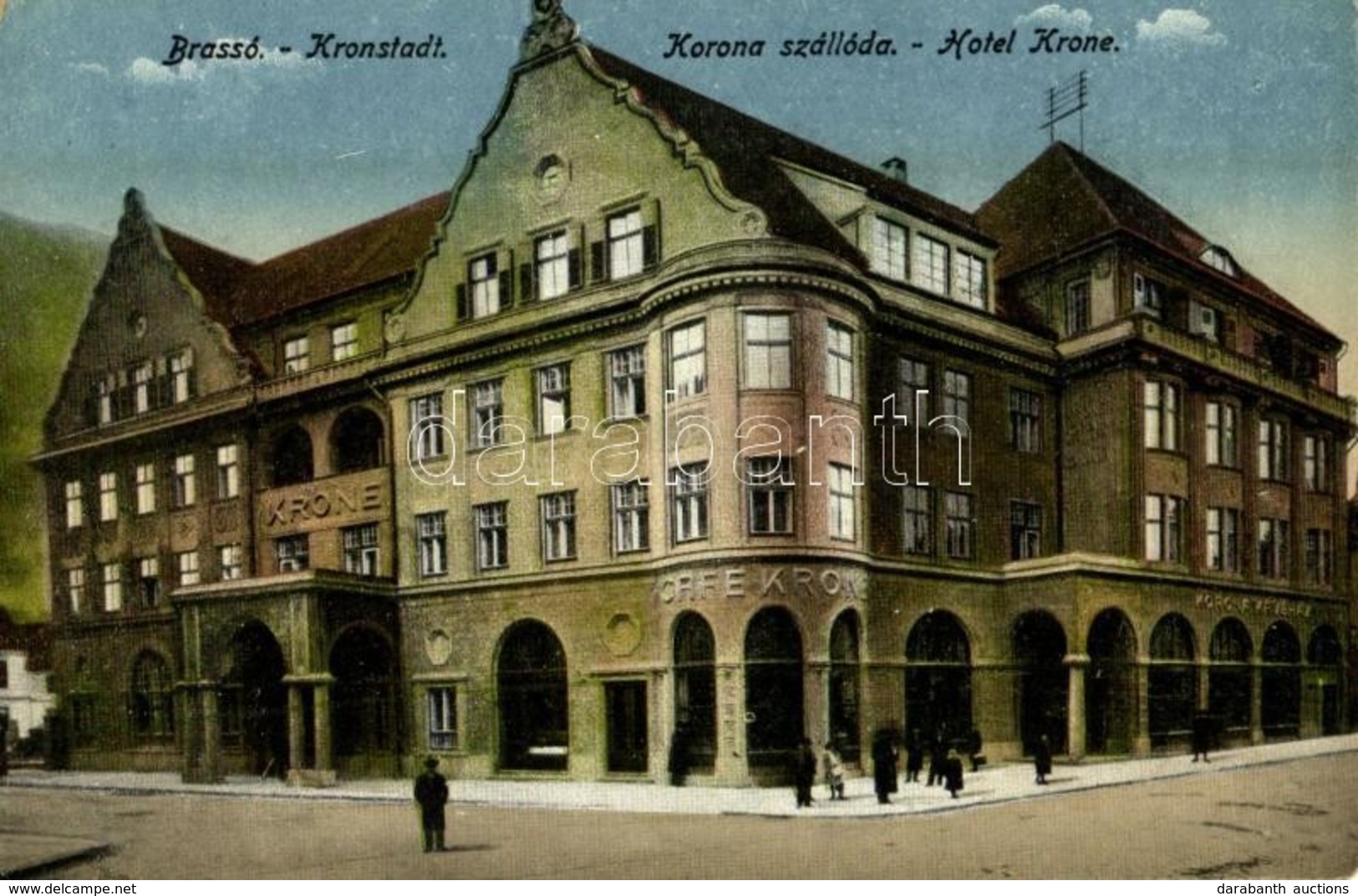 ** T2/T3 Brassó, Kronstadt, Brasov; Hotel Krone / Korona Szálloda és Kávéház / Hotel And Café - Képeslapfüzetből / From  - Sin Clasificación