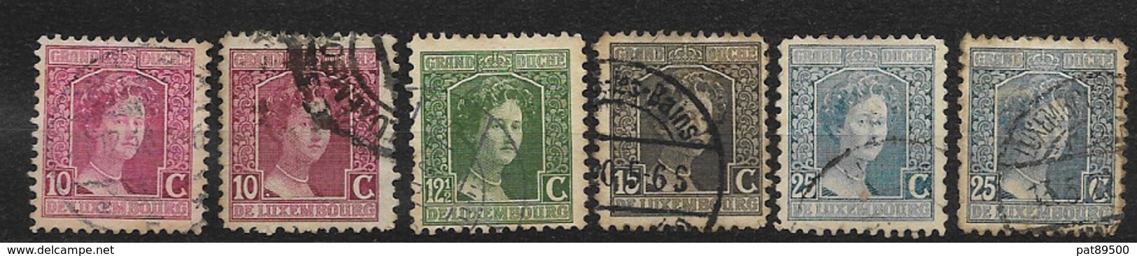 LUXEMBOURG 1914/1920 / Lot De 6 Timbres Oblitérés : YT 95 (X2), 96, 97 Et 99 (X2) - 1914-24 Marie-Adelaide