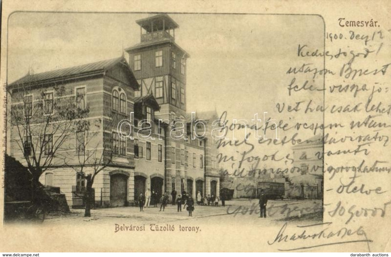 T2/T3 1900 Temesvár, Timisoara; Belvárosi Tűzoltótorony, Tűzoltók. Kiadja Králicsek Béla / Fire Tower, Firefighters (fl) - Sin Clasificación