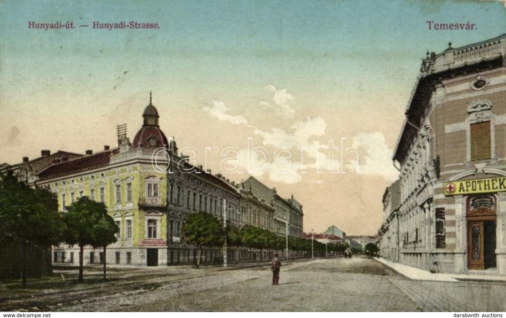 T3 1912 Temesvár, Timisoara; Hunyadi út, Gyógyszertár, Sörcsarnok / Hunyadi-Strasse, Apotheke, Steinbrucher Bier / Stree - Sin Clasificación