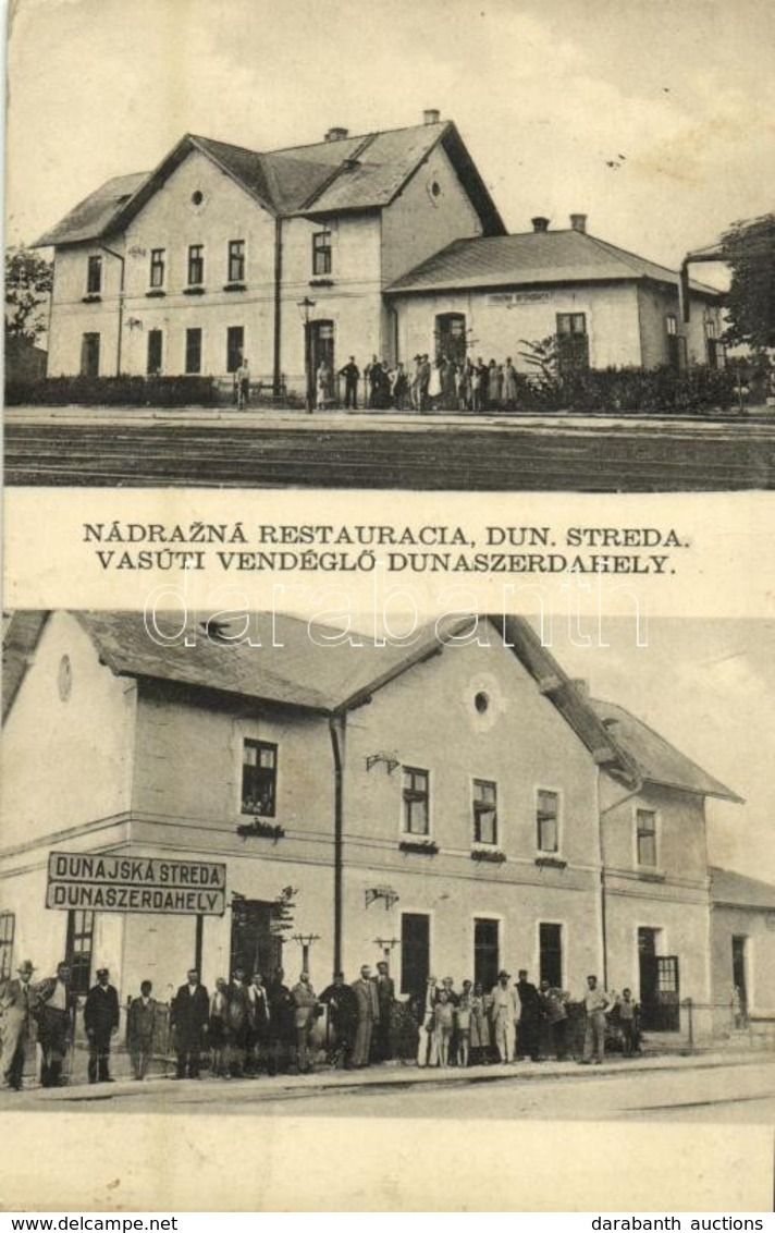 * T3 1933 Dunaszerdahely, Dunajská Streda; Nádrazná Restauracia / Vasútállomás, Vasúti Vendéglő, étterem, Vasutasok. Fot - Sin Clasificación