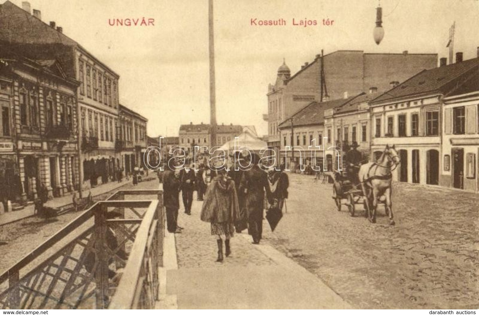 T3/T4 1911 Ungvár, Uzshorod, Uzhhorod, Uzhorod; Kossuth Lajos Tér, üzletek. Kiadja Székely és Illés / Square, Shops (r) - Sin Clasificación