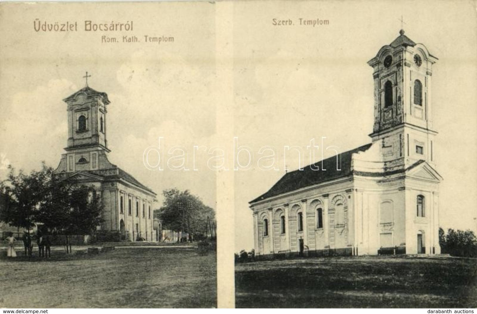 T2/T3 1913 Bocsár, Bocar; Római Katolikus Templom, Szerb Ortodox Templom / Catholic Church, Serbian Orthodox Church - Sin Clasificación