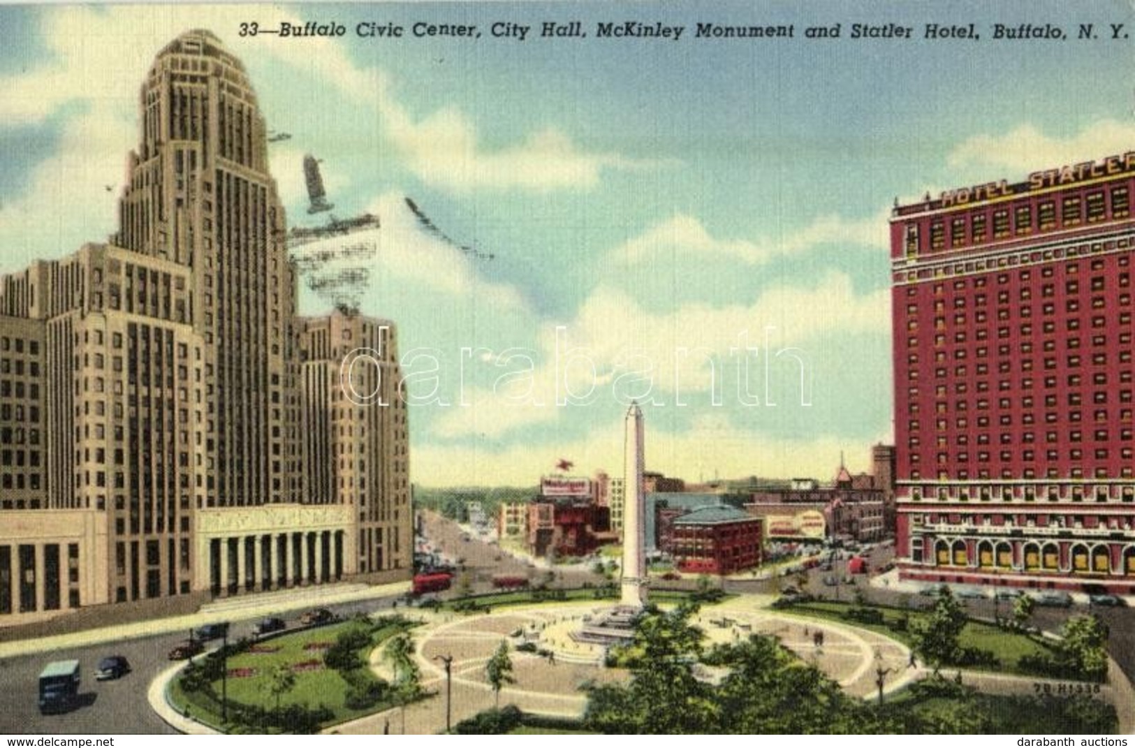 T1/T2 Buffalo, N. Y., Buffalo Civic Center, City Hall, McKinley Monument And Statler Hotel - Sin Clasificación