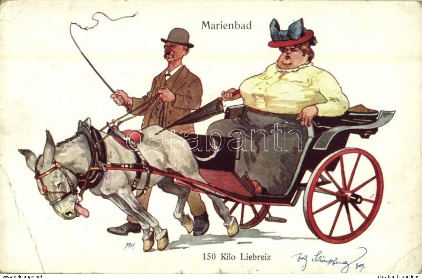 ** T3 Mariánské Lázne, Marienbad; 150 Kilo Liebreiz / 150 Kilos Of Charm. Fat Humour Art Postcard. B.K.W.I. 361-2. S: Sc - Unclassified