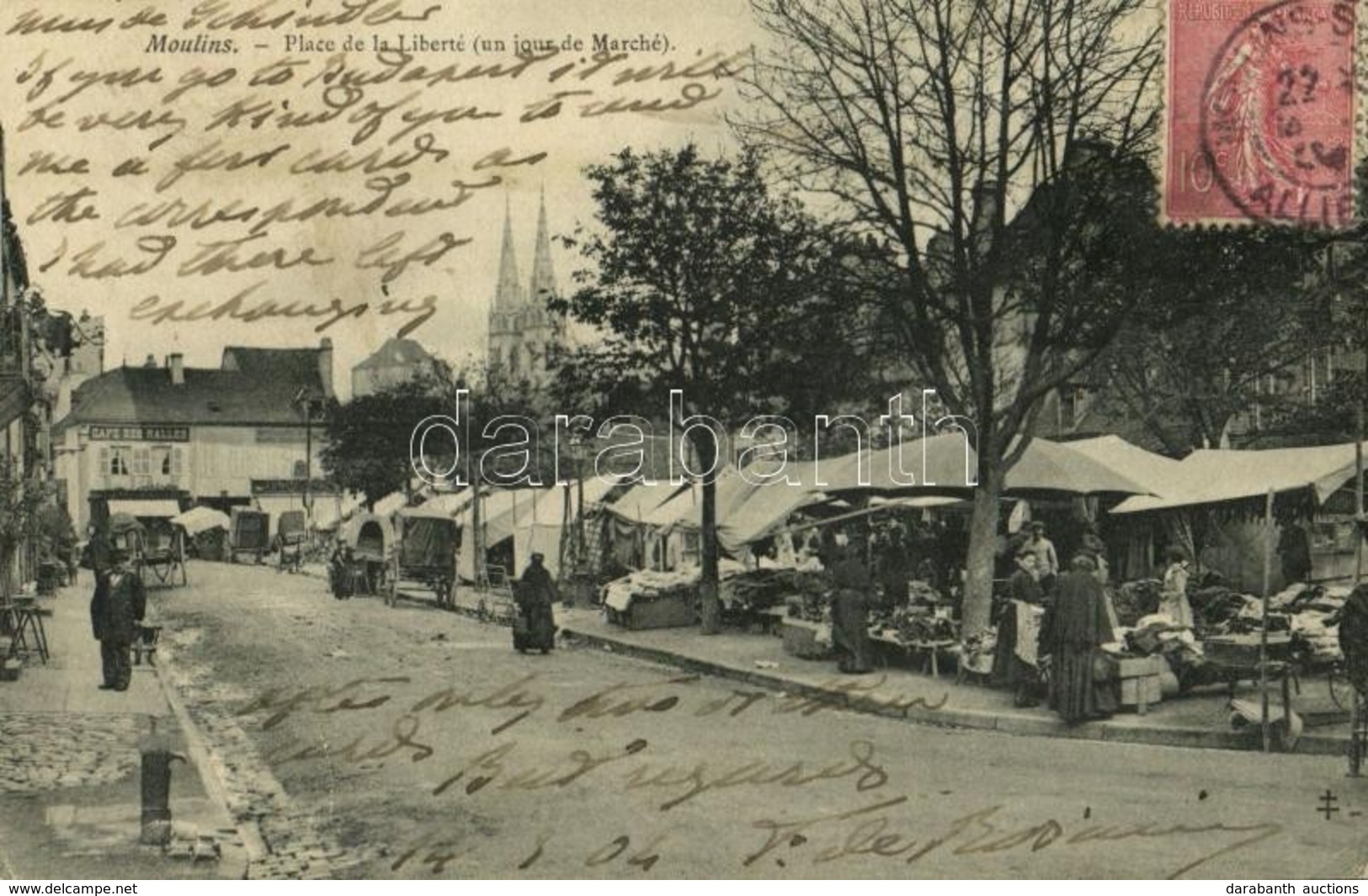 T2/T3 1904 Moulins, Place De La Liberté, Un Jour De Marché / Market Square, Vendors. TCV Card (EK) - Sin Clasificación