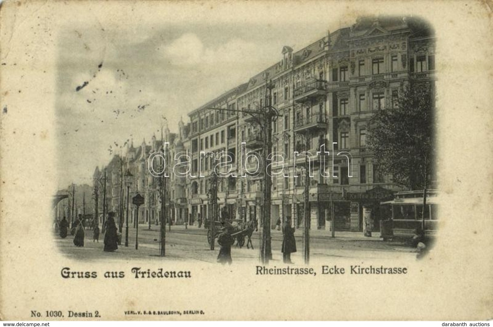 * T2/T3 Berlin, Friedenau, Rheinstrasse, Ecke Kirchstrasse /  Street View, Café, Shops, Tram. Verl. V. S. & G. Saulsohn  - Sin Clasificación