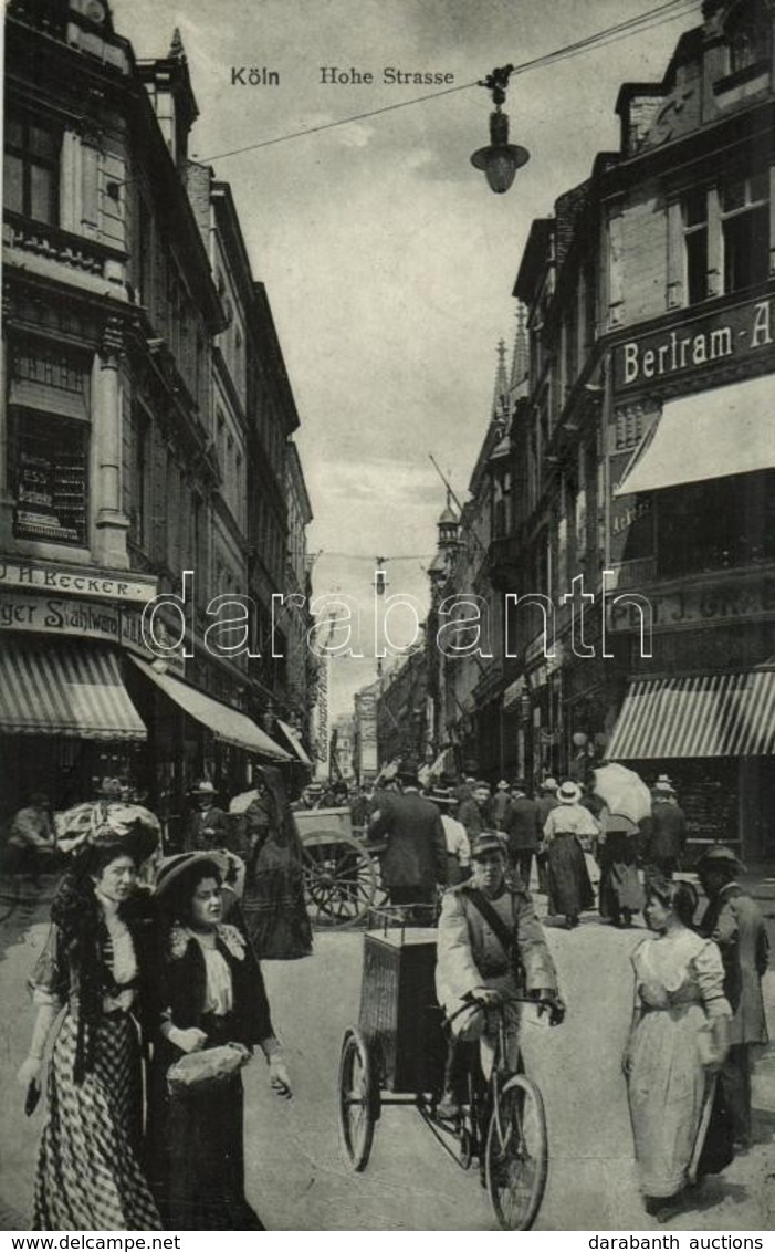 T2/T3 1909 Köln, Cologne; Hohe Strasse / Street View, Shops, Montage With Postman And Ladies. Verlag B. & M. Wollstein - Sin Clasificación