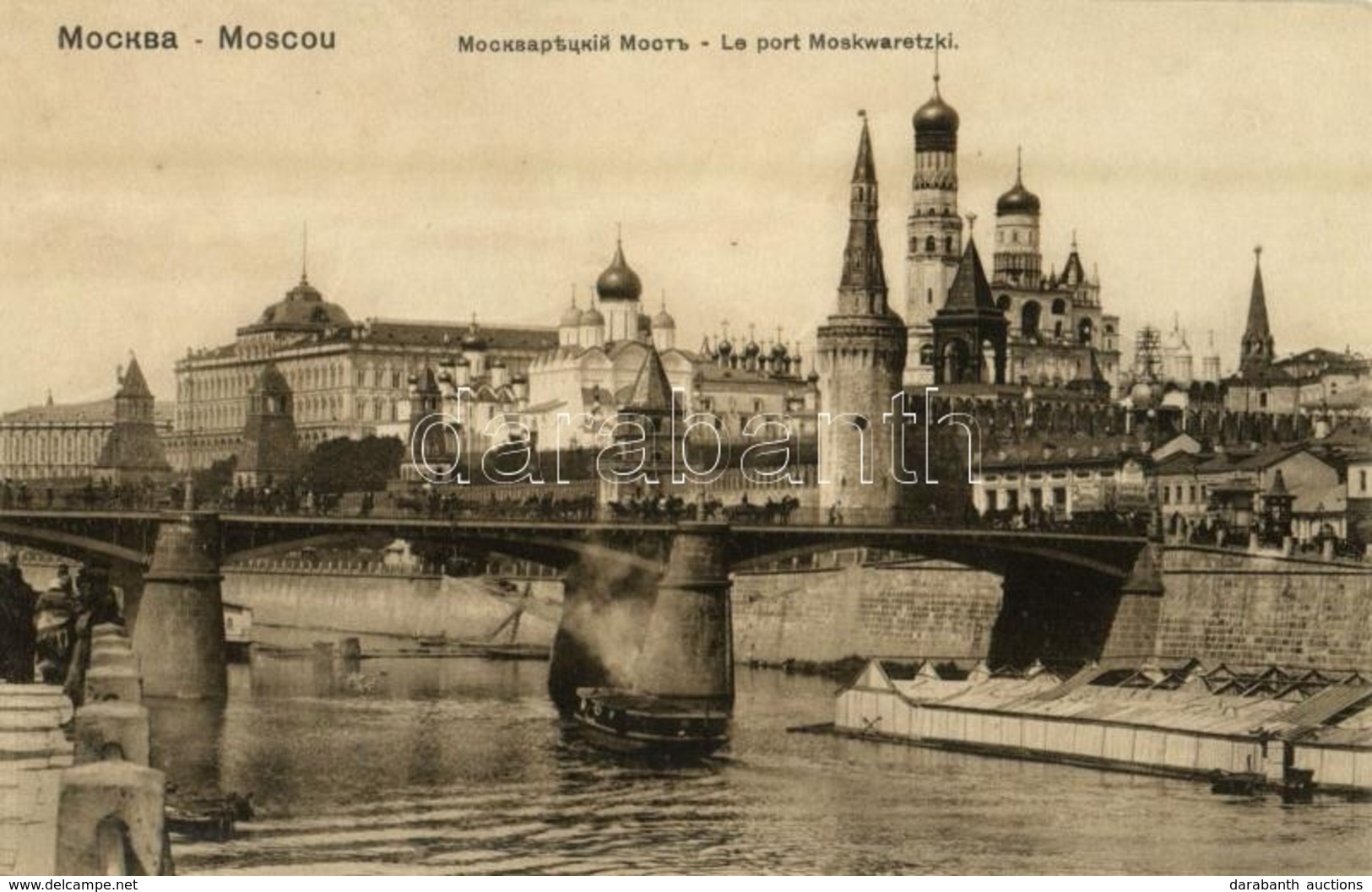 * T2 Moscow, Moskau, Moscou; Le Port Moskwaretzki / Bolshoy Moskvoretsky Bridge, Kremlin. Knackstedt & Co. Lichtdruck - Ohne Zuordnung