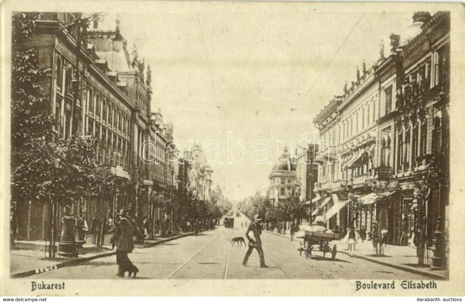 ** T2/T3 Bucharest, Bukarest, Bucuresti; Boulevard Elisabeth / Street View, Tram, Shops - From Postcard Booklet (glue Ma - Sin Clasificación