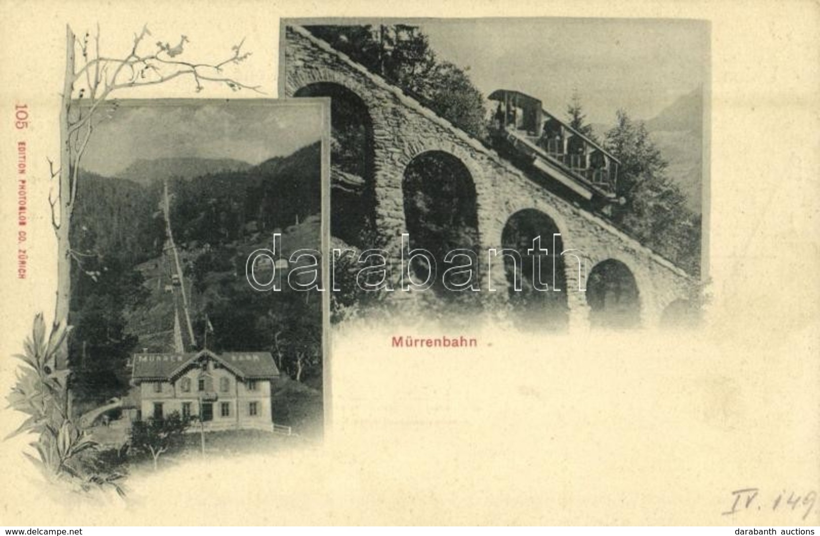 * T2 Mürren, Mürrenbahn / Lauterbrunnen-Mürren Mountain Railway, Train, Railway Station. Edition Photoglob Co. 105. - Sin Clasificación