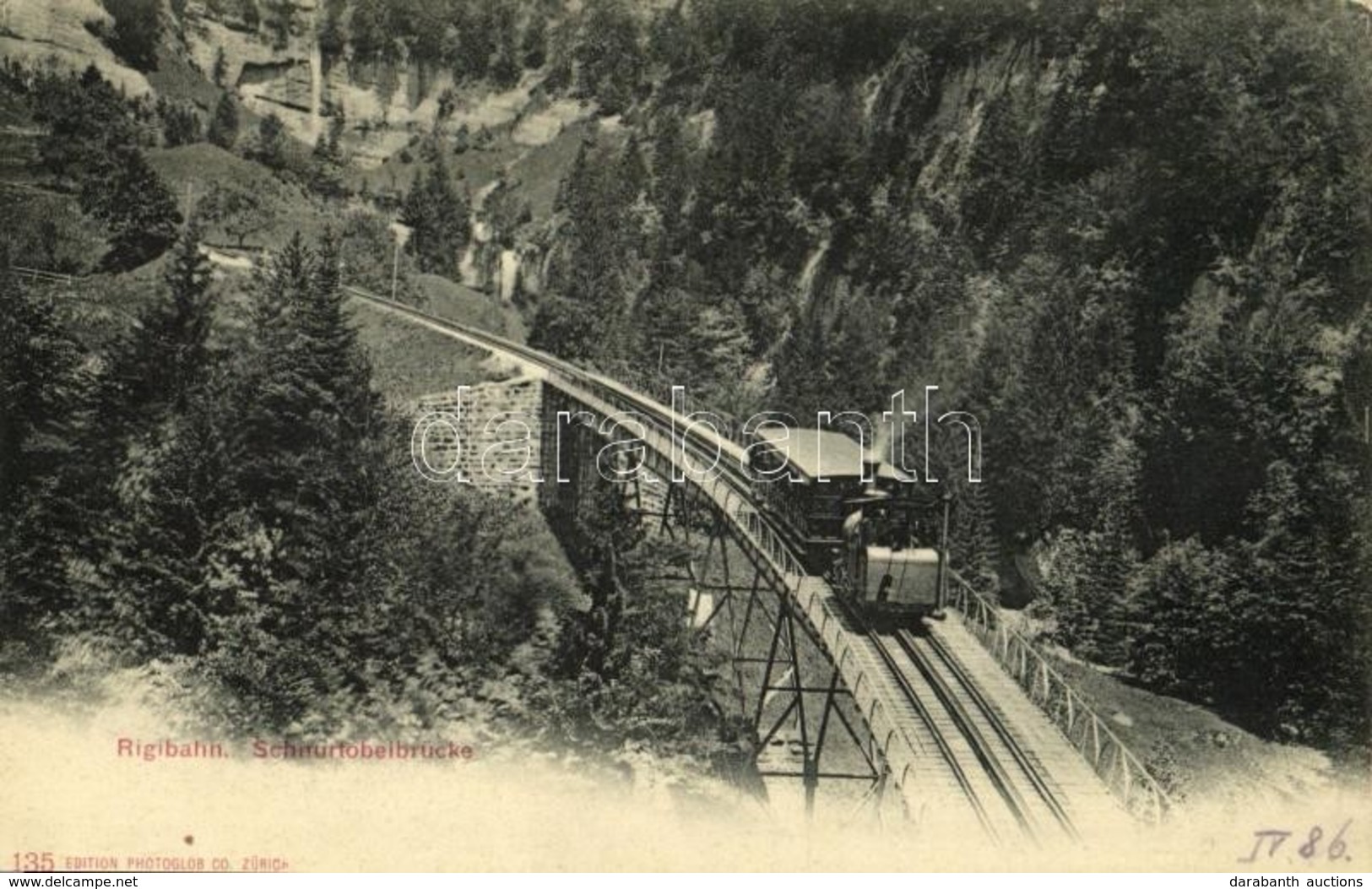 * T2/T3 Rigibahn, Schnurtobelbrücke / Vitznau-Rigi Railway, Schnurtobel Bridge, Mountain Railway, Train, Locomotive. Edi - Sin Clasificación