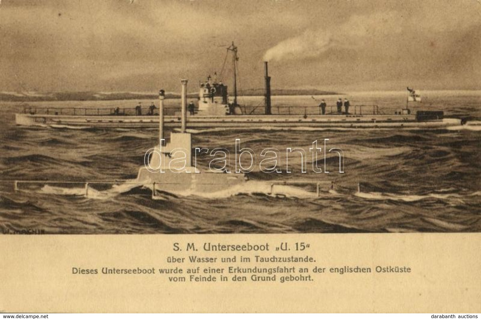 ** T2 SM Unterseeboot 'U 15' über Wasser Und Im Tauchzustande / WWI German Imperial Navy (Kaiserliche Marine) Submarine  - Sin Clasificación